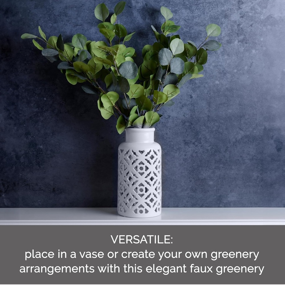 Eucalypus Artificial Greenery Stem, Fake Plants for Home Decoration, Set of 6